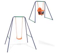 vidaXL Balançoire Simple 2-en-1 et Balançoire pour Tout-petits Orange Portique 91362