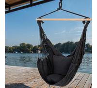 Balançoire Suspendue Chaise Extérieur Fauteuil Anthracite 2x Coussin Bois Tissu