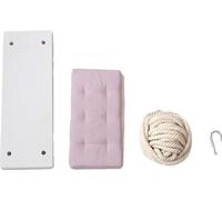 Balançoire suspendue en bois pour enfants, siège en bois 50x18x3,5 cm, corde de 5 mètres, capacité de charge 50 KG, rose