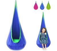 Balançoire suspendue en coton pour enfants avec coussin d'air durable, nid de hamac pour intérieur et extérieur (bleu)