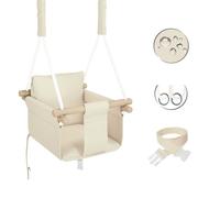 Balançoire suspendue pour la maison et le jardin, Codura imperméable, corde en polypropylène, bois peint, Balançoire douce pour bébés et enfants, Intérieur
