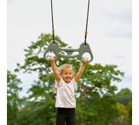 Balançoire Trapèze Anneaux Plastique H190-250cm Vert Kaki - Noir - Moutarde TU