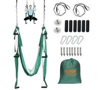Balançoire Yoga Aérien Hamac-VEVOR-Hamac de Yoga de 2,5m Charge 300kg Inversion Anti-gravité-Balançoire Suspendue,Vert et Blanc