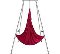 VEVOR Kit Balançoire de Yoga Aérien et Hamac, Support de Yoga Professionnel 295 cm de Hauteur, Hamac Rouge 6x2,6 m, Capacité de Charge Maximale de 250 kg, pour Fitness Musculation Pilates Gym Maison