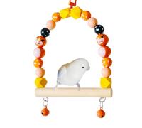 Balançoires en bois pour perruches, petits oiseaux à suspendre avec clochette pour conures, perruches, inséparables, calopsittes (style renard)