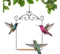 Balançoires et Perchoirs pour Colibris, Cadre en Métal, Perchoir à Oiseaux avec Cheville en Bois et Chaîne de Suspension pour Branches d'arbres, Extérieur, Jardin, Terrasse, Pavillon