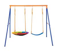 Balançoires-VEVOR-Comprend 1 Balançoire Ronde et 1 Balançoire Traditionnelle, Support en Métal Durable avec Cordes Réglables