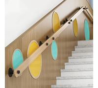 Balandures D'Escalier Banister Pour Les Escaliers, Rail À Main En Bois, Avec Des Supports En Fer Forgé À Mur Kit de Corridor de Sécurité, Loft Intérieur Pour Personnes Âgées/White/2Ft/60Cm