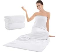 BALAPET Lot de 2 Serviettes de Sauna 100% Coton Douces et absorbantes pour couvertures de Sauna infrarouges, réutilisables et lavables en Machine (Blanc)