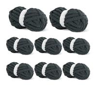 BALAPET Lot de 8 pelotes de fil chenille épais pour crochet et tricot - 30 m de 226,8 g par écheveau - Doux et moelleux - Pour travaux manuels, tissage, couvertures - Gris foncé