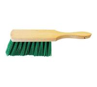 Balayette fibres mi-dures vertes manche bois court