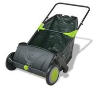 vidaXL Balayeuse à gazon 103 L pour jardin/terrasse, acier/polypropylène, sac PE, noir et vert