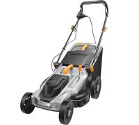Balayeuse À Gazon Poussée 17 Pouces, Déchaumeuse Électrique Filaire 2400W avec Sac Collecte 50 L, Hauteur Tonte Réglable, 3500Tr/min, Tondeuse Gazon Légère Conducteur Transparent, pour Jardin Terrain