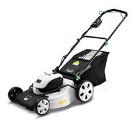 Balayeuse À Gazon Poussée de 18 Pouces, Déchaumeuse Électrique avec Sac Collecte 60 L Et 2 Batteries, Hauteur Tonte Réglable, 2973 TR/Min, Tondeuse À Gazon Légère À Conducteur Arrière Transparente