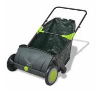 Balayeuse à gazon - vidaXL - 103 L - 112x66x78 cm - Noir et vert - Réglage manuel de hauteur - Sac amovible