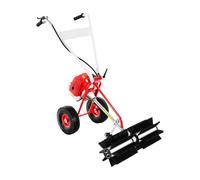 Balayeuse à main, balayeuse, balayeuse à gazon | Essence, 43 cc, 1,7 CV, 60 cm de large, pour feuilles/feuilles, démarrage manuel, rouge/noir