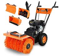 Balayeuse-déneigeuse thermique FX-KM196 FUXTEC 196cm3 avec brosse de balayage - 3 embouts livrés - fraise à neige, lame de déneigement-chasse-neige, conteneur de déchets.