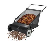 Balayeuse Poussoir Grande Capacité 200 litres, Largeur 66 cm, Fonctionnement Silencieux sans Moteur, Idéal Feuilles Et Herbe, Noir