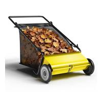 Balayeuse Poussoir Grande Capacité 200 litres, Largeur 66 cm, Fonctionnement Silencieux sans Moteur, Idéal Feuilles Et Herbe, Jaune