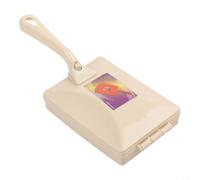 Balayeuse ramasse-miettes portable avec double brosse à rouleau pour tapis, canapé, lit, table, nettoyage et contenance des déchets avec poubelle à dégagement rapide (beige)