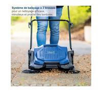 Scheppach Balayeuse manuelle S800 - Largeur de balayage 650 mm - Cuve 20 L - Système de balayage à 3 brosses - Capacité de balayage 2 600 m² - Entraînement manuel