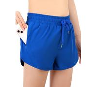 BALAYSIER Short Sport Femme avec Poches et Slip Short de Bain Respirant et à Séchage Rapide Short Running Femme Cordon de Serrage Réglable