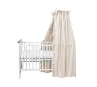 Balbina Ciel de lit 100 % coton avec volants et nœud - Ensemble décoratif pour berceau - Moustiquaire pour chambre de bébé - Rideau de lit opaque sans tringle - 240 x 165 cm - Beige clair