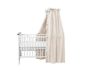 Balbina Ciel de lit 100 % coton avec volants et nœud - Ensemble décoratif pour berceau - Moustiquaire pour chambre de bébé - Rideau de lit opaque sans tringle - 240 x 165 cm - Beige clair