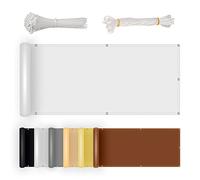 Balcon d'extérieur imperméable, facile à nettoyer, idéal pour porche, terrasse et patio avec attaches de câble et corde, 130 x 1550 cm, couverture d'intimité blanche pour un meilleur confort à