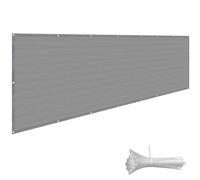 Balcon extérieur avec œillets, protection UV, intimité à 90 %, couverture de clôture grise pour balcon et terrasse - 50 x 150 cm Slish Solut pour un espace extérieur amélioré