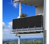 Balcon imperméable 115 x 450 cm, protection UV 85 %, voile d'ombrage avec œillets et cordes, pour balcon, jardin, terrasse - Solution de blindage extérieur noire