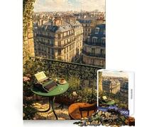 Balcon Parisien avec Machine à écrire et café Puzzle de 1000 pièces pour Adolescents Jeu de réflexion et détente Cadeau de qualité supérieure (38x52cm)