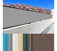 Balcon résistant aux intempéries - 65 x 940 cm - Protection UV et coupe-vent - Housse de clôture durable avec œillets, attaches de câble et cordon pour balustrade et terrasse - Gris clair