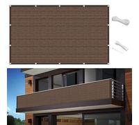 Balcon résistant aux intempéries 95 x 450 cm avec œillets et cordon, filet d'ombrage marron pour balcon, clôture et chambre à coucher, protection extérieure et bloquant les UV