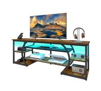 Balconera Meuble TV 160cm - 2 AC+2 USB, Téléviseurs 70"", LED RVB 22 Modes, Salon Chambre, Brown Rustique