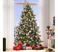 BALCONERA Sapin de Noël Artificiel de 182 cm, pré-décoré de Neige et 250 LED, 58 Pommes de pin, 58 Baies, 182 x 95 cm