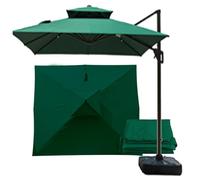 Balconnet de terrasse carré autoportant Auvent De Remplacement Pour Parasol De Terrasse 10x10ft Rechange Toile De Parasol De Jardin double couche pour cour,piscine Vert 300*300cm (10*10 pieds)