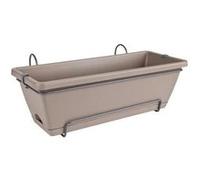 Elho Barcelona Allin1 50 Planteur pour Balcon & Extérieur - Plastique 100% recyclé - Ø 49.5 x H 18.5 cm - Marron/Taupe