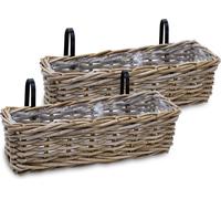 Balconnière en rotin naturel - 44x17 cm / 2 pièces - osier Balconnière à planter (2 pièces / moyenne)