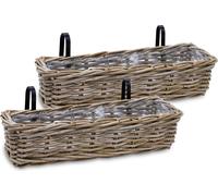 Balconnière en rotin naturel - 60x20 cm / 2 pièces - osier Balconnière à planter (2 pièces / grande)