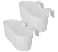 Balconnière / Jardinière - KOTARBAU® - Blanc rustique - Ovale 40x20x15 cm - Lot de 2