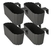 Balconnière / Jardinière - KOTARBAU® - Ovale 40 cm - Plastique Gris Rustique - Lot de 4