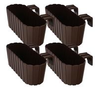 Balconnière / Jardinière pour balustrade - KOTARBAU® - Ovale - 40 cm - Brun rustique (Lot de 4)