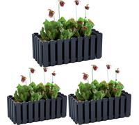 Balcony Box Garden Planter Boardee Fence, Anthracite - Lot de X 3 Pièces