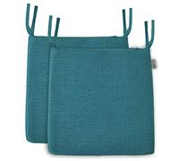 BALCONY & FALCON Lot de 2 Coussins de Chaise en Mousse à mémoire de Forme - 1 Coussin de Chaise en Tissu Exquis Aspect Lin - pour la Maison et Le Jardin - Vert foncé