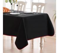 BALCONY & FALCON Nappe, nappe lavable, nappe double face en velours et satin, idéale pour la décoration de mariages, fêtes d'anniversaire, Noël 145 × 300 cm, Noir et Rouge