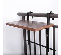 Balcony Folding Hanging Table Height-Adjustable Pine Solid Wood Terrace Railing Table Space-Saving Side Table for Outdoor Patio Garden Wood Grain 60x40cm (Wood Grain 80x40cm)