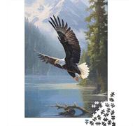 Bald Eagle Casse-tête Vol Lac 1000 Pièces Papier Recy adeau Femmes & Hommes, Activité Maison Difficile et Stimulante, Activité & Cadeau Ludique 52x38cm/1000pcs