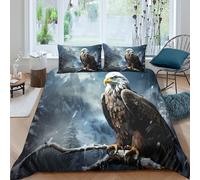 Bald Eagle Ensemble De Literie Facile d'entretien Microfibre 3 Pièces 3D Imprimée Wild Nature Art Style Linge de Lit avec Fermeture Éclair Respirante for Décoration de Chambre Single（135x200cm）