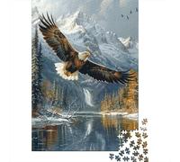 Bald Eagle Flight Puzzle for Adults Bald Eagle Over Mountain Lake Brainteasing & Challenging Game for Wall Decoration 38x26cm 1000pcs